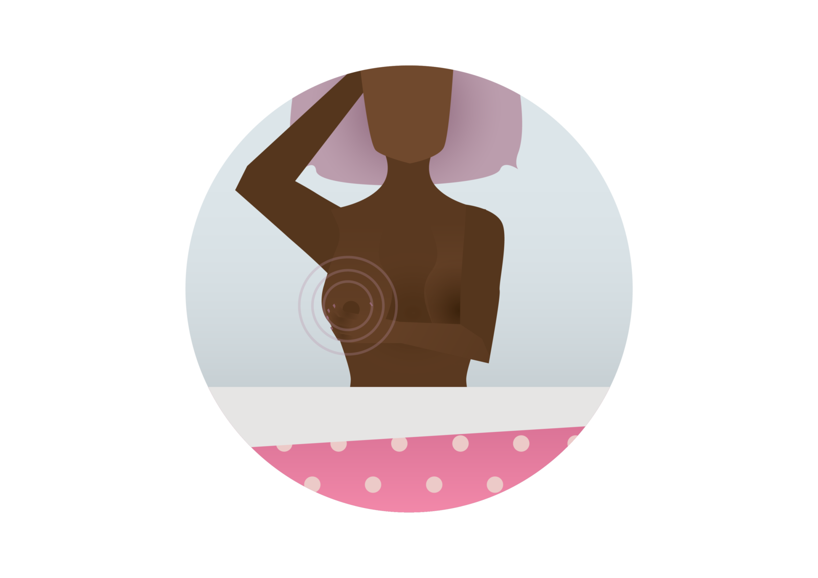 Illustration of a woman performing a breast exam