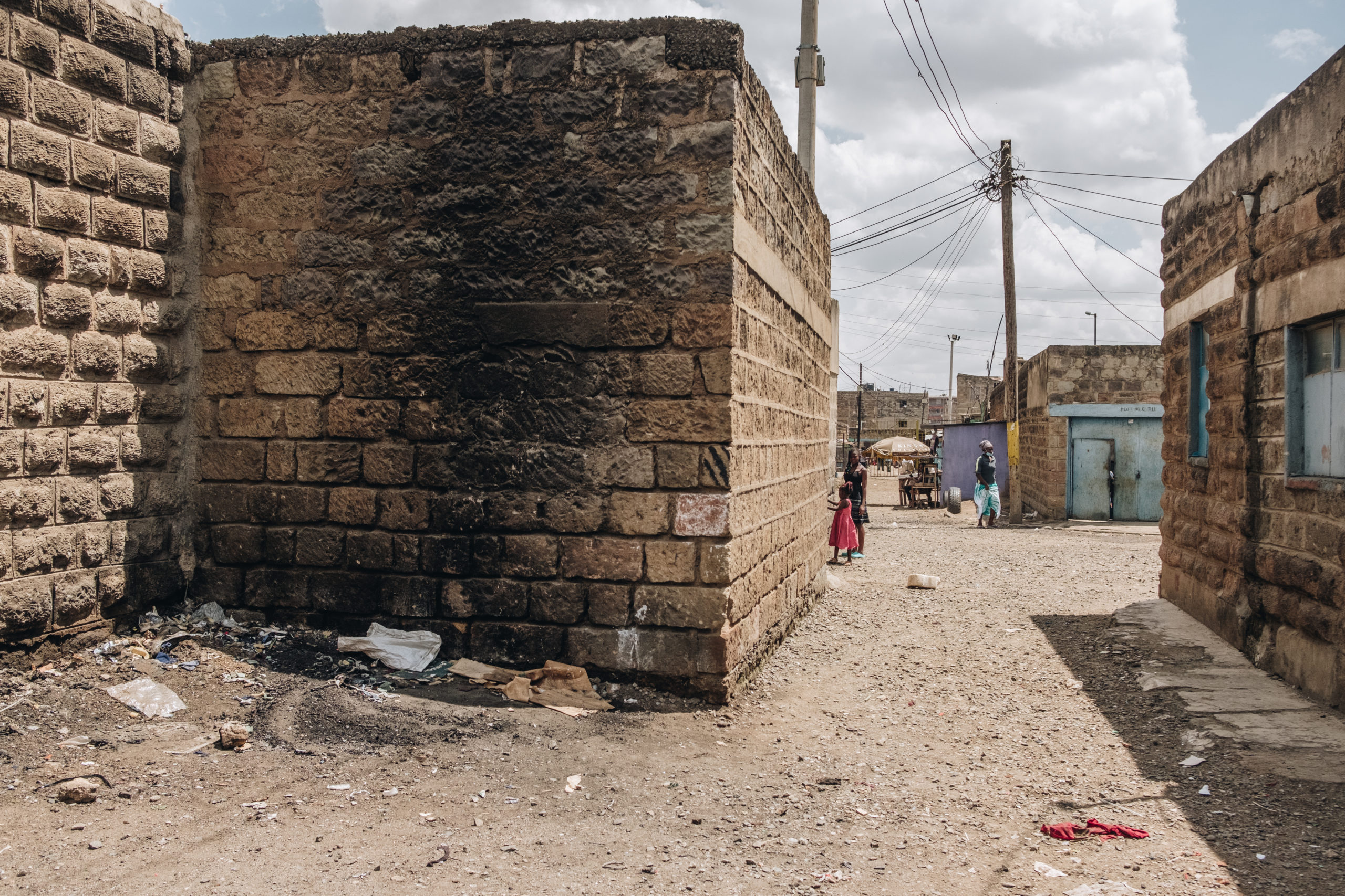A cement wall in a community in Nairobi, Kenya